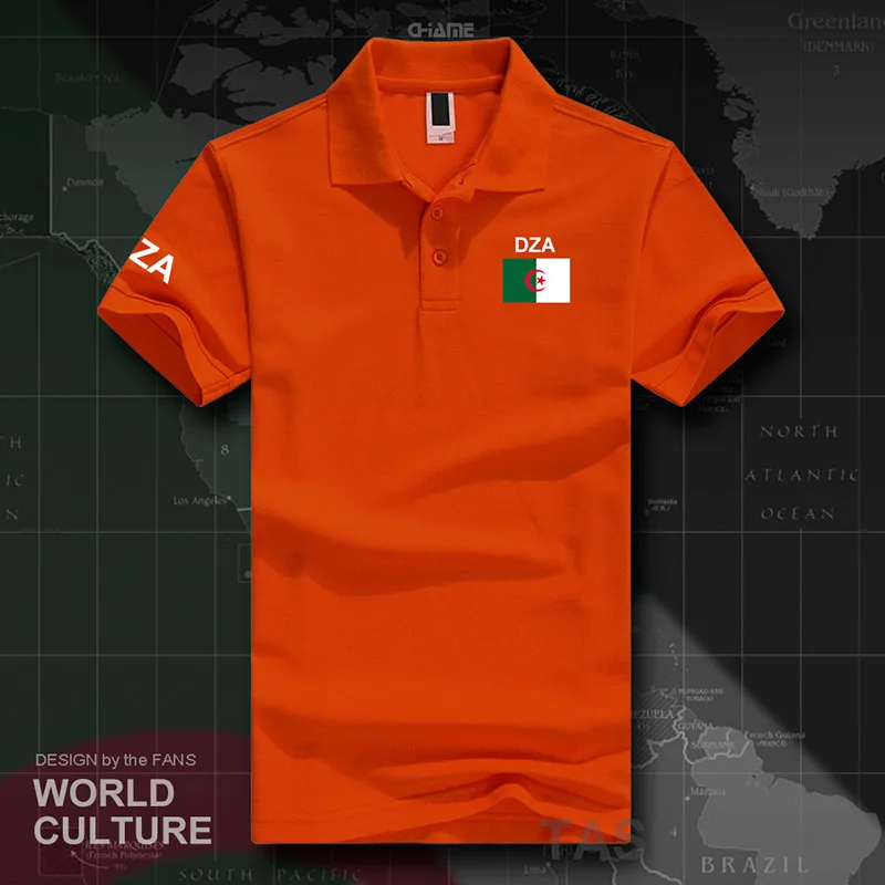 Рубашки поло для мужчин с коротким рукавом, белые, брендовые, с принтом для страны, хлопок, nation Dzayer - Цвет: polo-orange