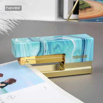 

Never Light Blue Series gold Stapler Manual Staplers Business Office Accessories Supplies Binding Gift Stationery 24/6 26/6