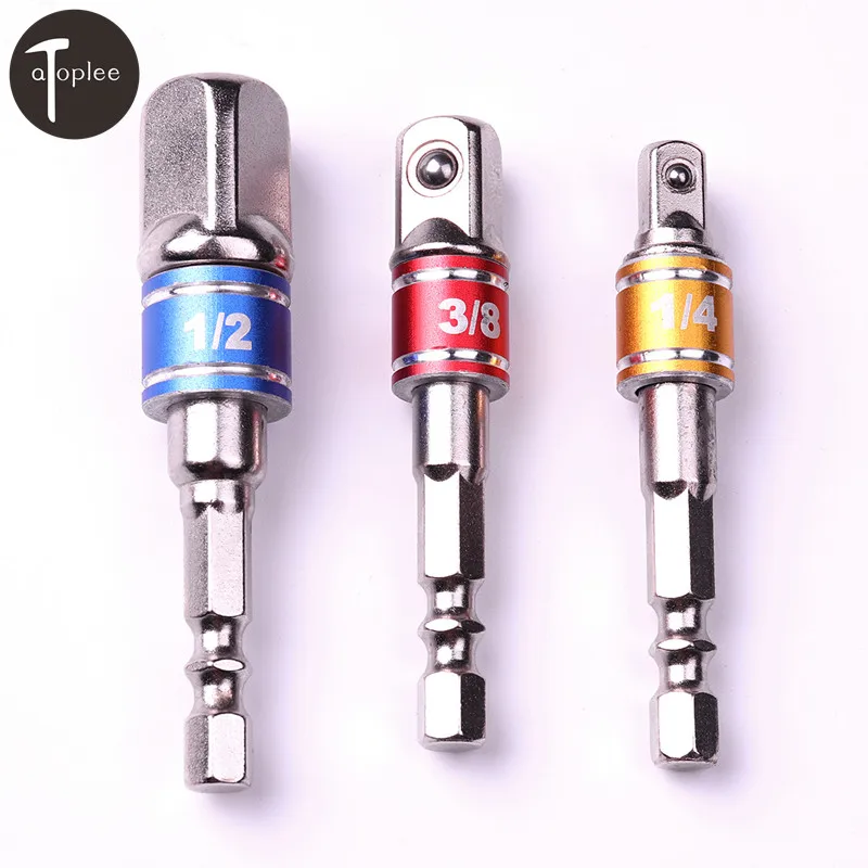 

3pcs 1/4",3/8",1/2" Hex Socket Adapter With Bead Drive Bit Set Drill Socket Extension Adapter For Power Tools