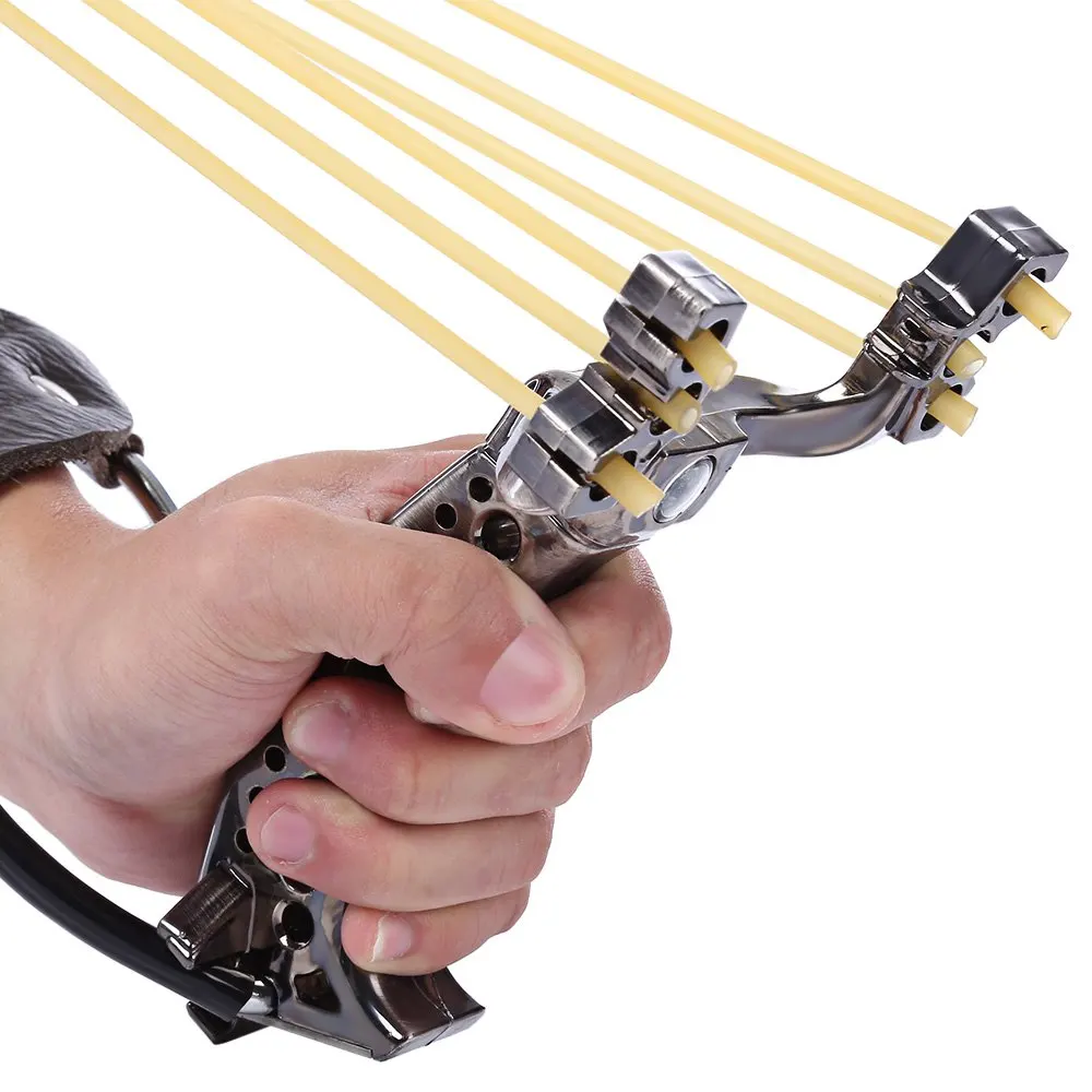 

Slingshot For Hunting With Rubber Band Tubing PU Leather Catapult Professional Powerful Tactical Plastic Pocket Sling Shot Ball