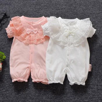 

PUDCOCO Newborn Baby Girls Button Up Lace Romper Jumpsuit Clothes Outfits 0-24M