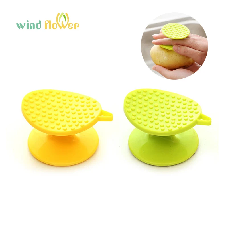

Wind flower 1PC Creative Kitchen Gadgets Potato Peeler Fruit Vegetable Cleaning Brush Fish Scales Scraper Cleaning Tools