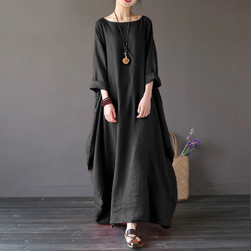 Женское элегантное однотонное праздничное платье макси Летняя мода китайский стиль платья размера плюс L-5XL