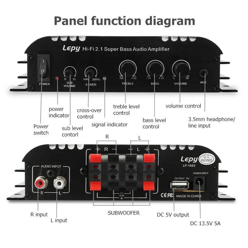 Lepy LP 168S домашний усилитель 2.1CH 2x45 Вт + 68 Выход сабвуфер аудио автомобильный HiFi