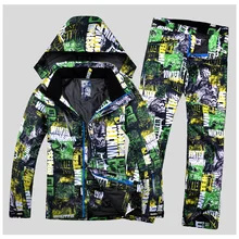 Для мужчин лыжные костюмы Лыжная куртка+ брюки ветрозащитные Водонепроницаемый уличная спортивная одежда отдых езда супер теплый мужской Лыжный спорт Сноуборд костюм