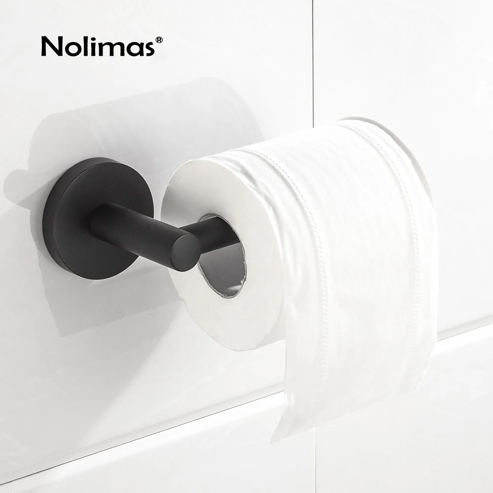 Comprar SUS304 juego de accesorios de baño de acero inoxidable soporte de papel negro mate gancho de Bata soporte de cepillo de dientes toallero Bar accesorios de baño