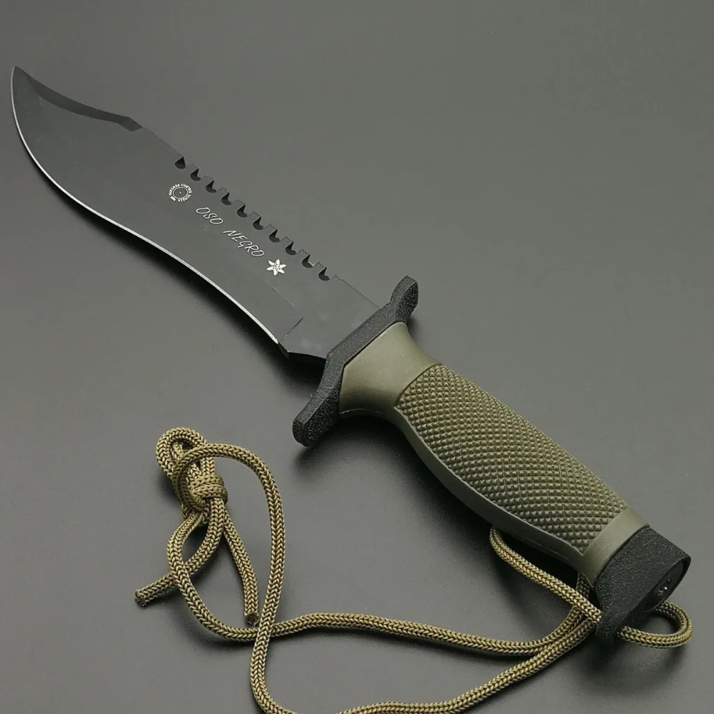 

DuoClang Military Combat Straight Knife 440HC Steel Blade ABS Handle Rescue Utility Outdoor Knives Top Quality