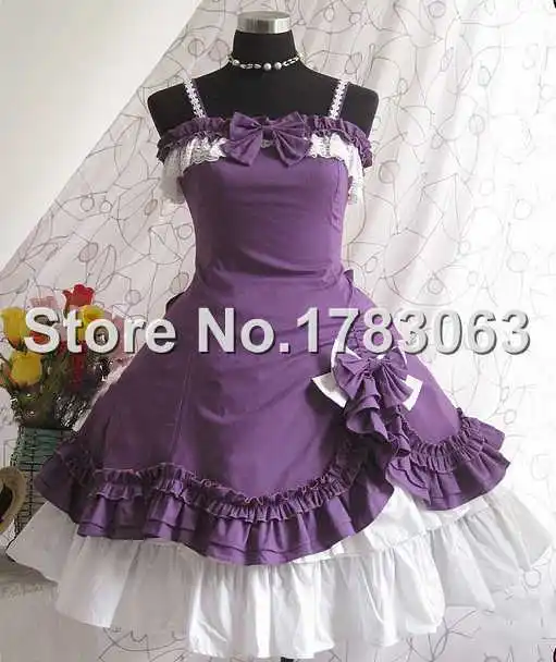Симпатичные Фиолетовый хлопка из двух частей Лолита платье костюмы - Цвет: Лаванда