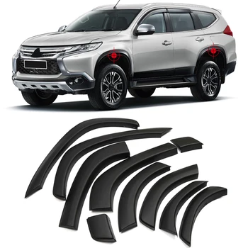 

Car Styling 10PCS Plastic Arch Wheel Fender Flares Kit Cover Trim For Mitsubishi Pajero Montero Shogun Sport 2016 2017 2018