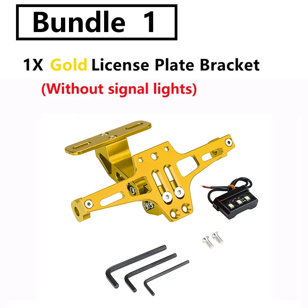 Универсальный держатель номерного знака для мотоцикла с ЧПУ, светодиодный светильник для Yamaha T MAX Tmax 530 Tmax 500 для R1200 GS, мотоциклетные переноски - Цвет: Золотой