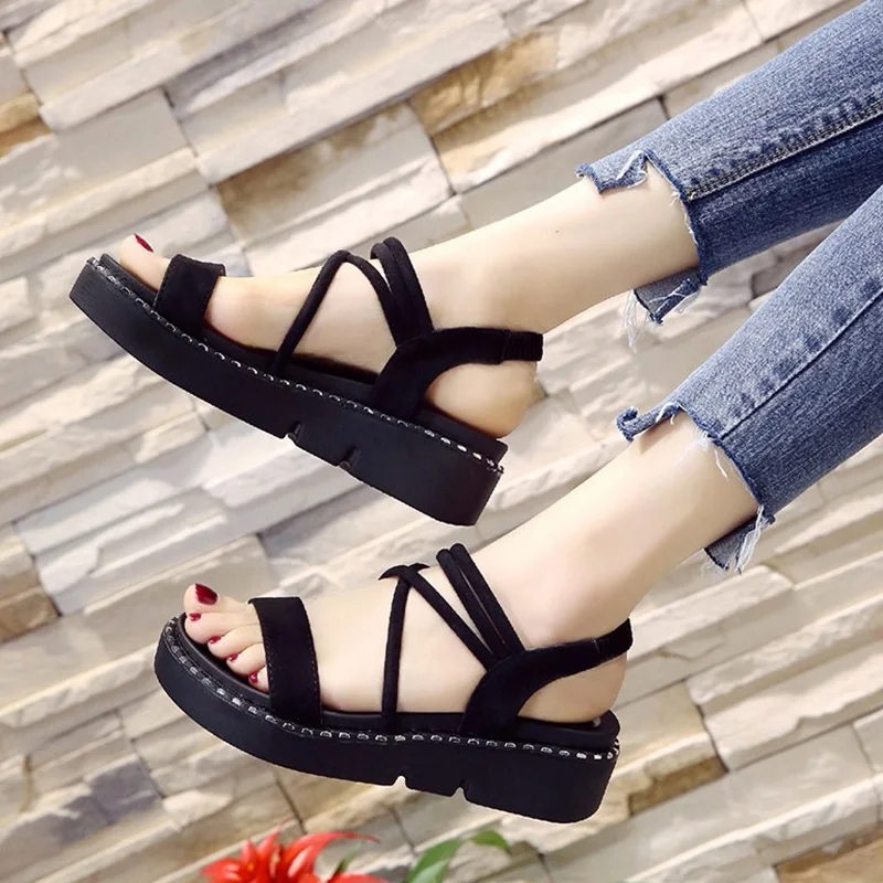Espadrilles Wedge Women Sandals 2019 Summer Flat with Open Toe Gladiator Sandals Women Casual Women Platform Sandals