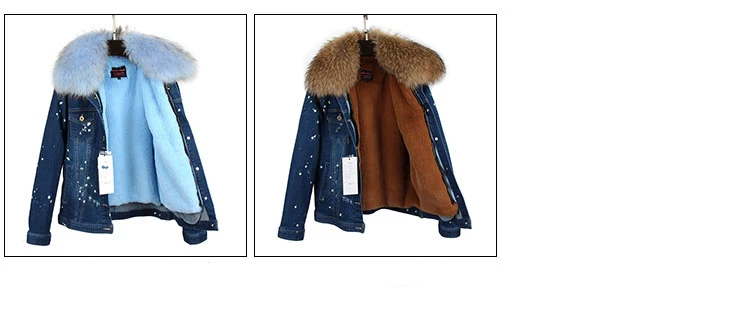 Новая джинсовая Меховая куртка для женщин, воротник из натурального меха енота, Экологически чистая подкладка для зимнего пальто, женские парки, джинсовые пальто
