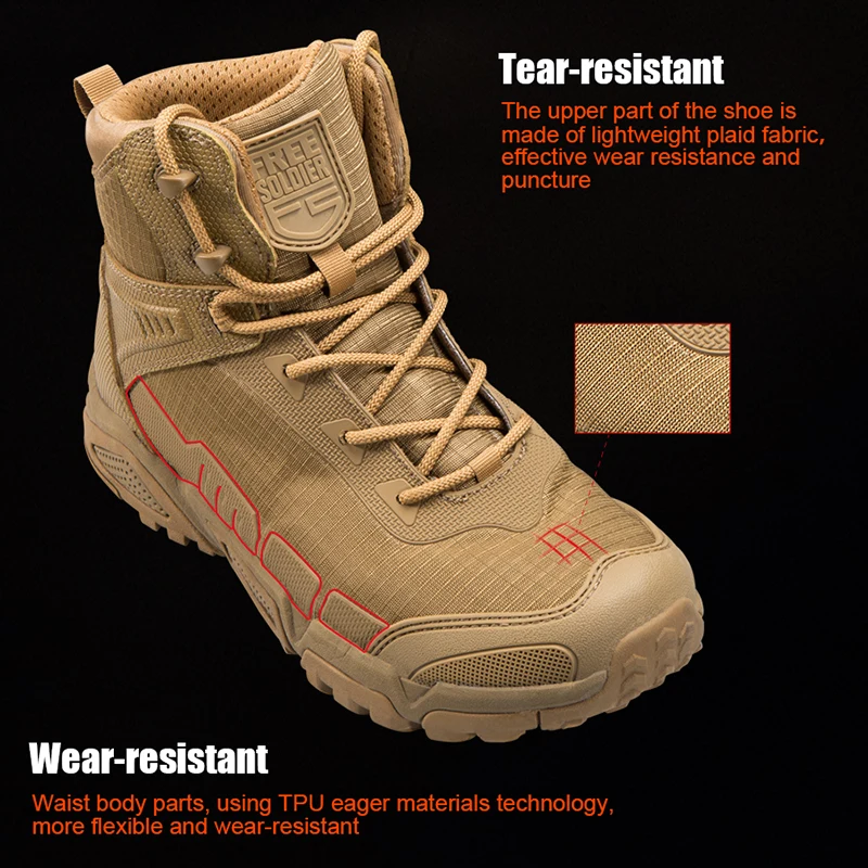 FREE SOLDIER outdoor sports camping hiking tactical military men's boots climbing shoes lightweight mountain boot