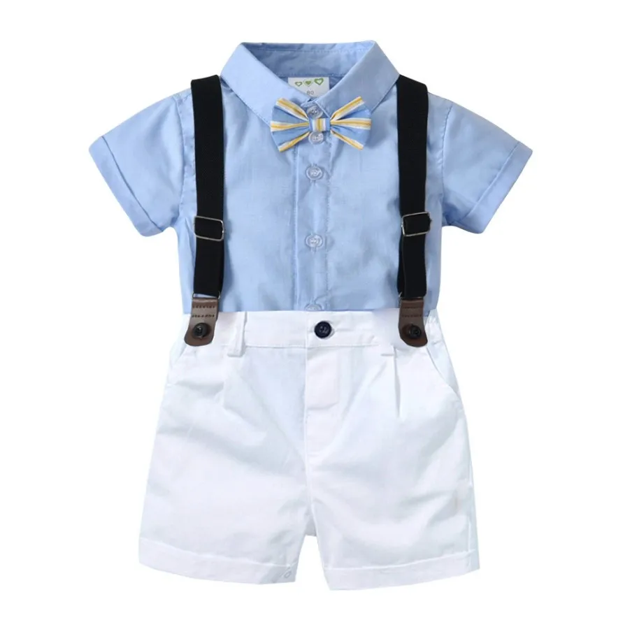 

Cotton Fashion 2 Piece Set Boys Kids Clothes Solid Children Shirt Boy Shorts