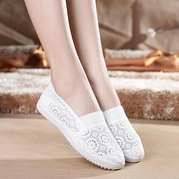 

Nice Summer New Arrival Flat Women Blue White Lace Floral Casual Flats Shoes
