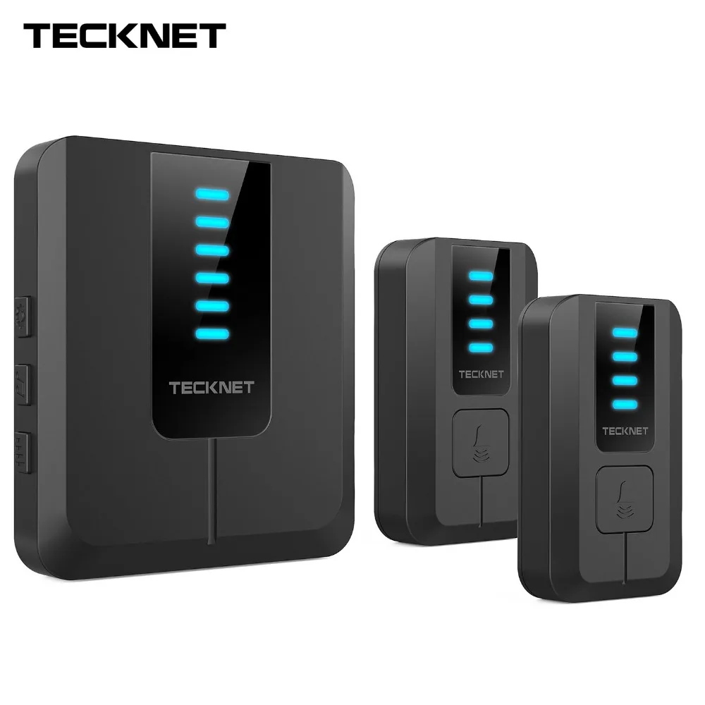Tecknet Twin Wireless Doorbell 300 Meters Range Uk Plug Cordless Door Bell Chime Kit Home Smart With 52 Chimes 4 Volume Levels