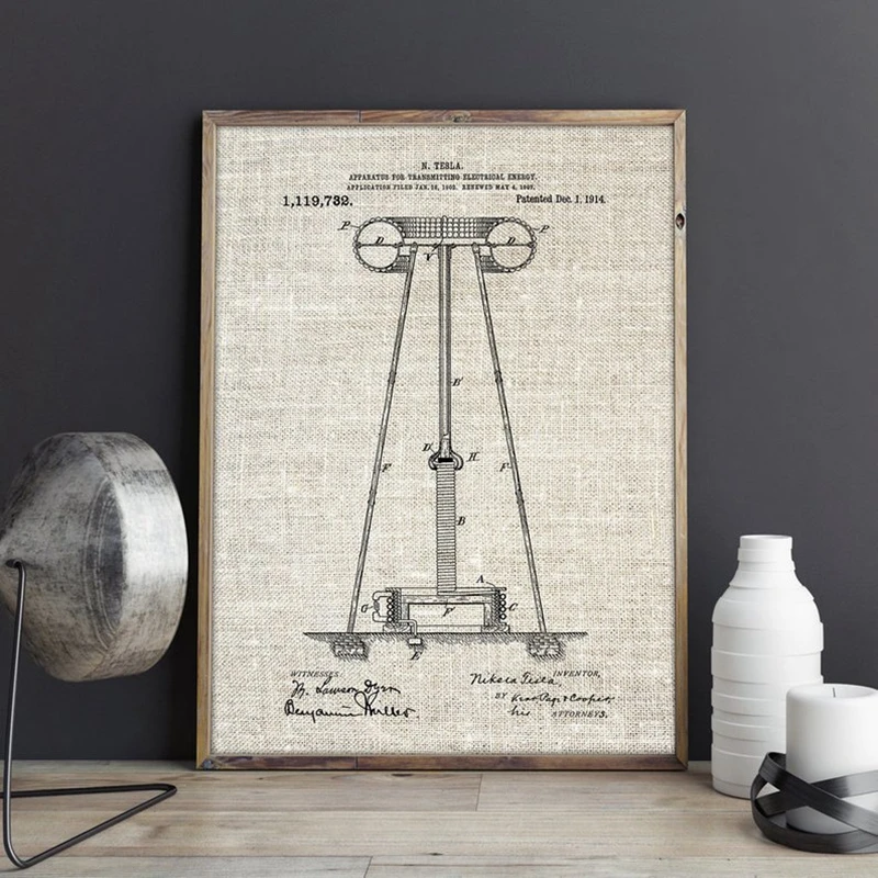 Tesla Energy Transmitter Patent Poster