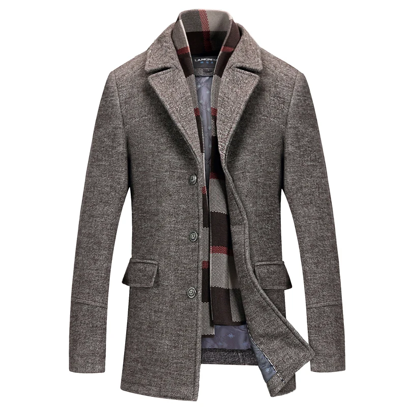 

Winter Men's Casual Wool Trench Coat Fashion Business Long Thicken Slim Overcoat Jacket Male Clothes M-4XL
