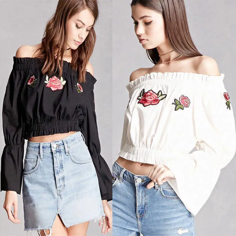 Vintage Women Off the Shoulder Tops Fashion Ladies Loose Shirt 2017