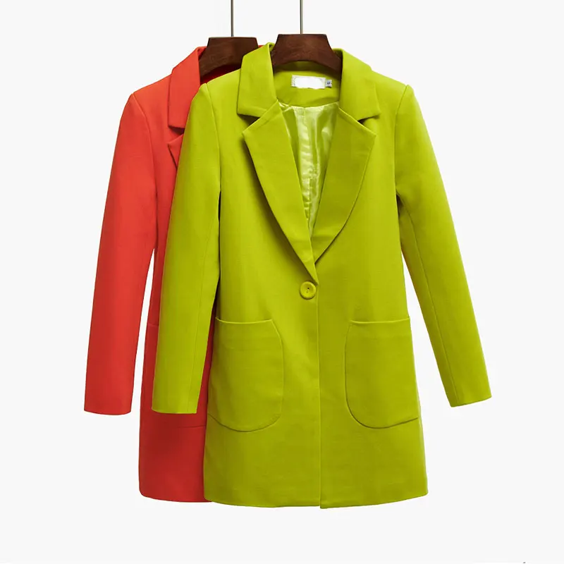 

Small suit female 2018 spring new Korean Slim thin suit large size long sleeves long section spring and autumn suit jacket