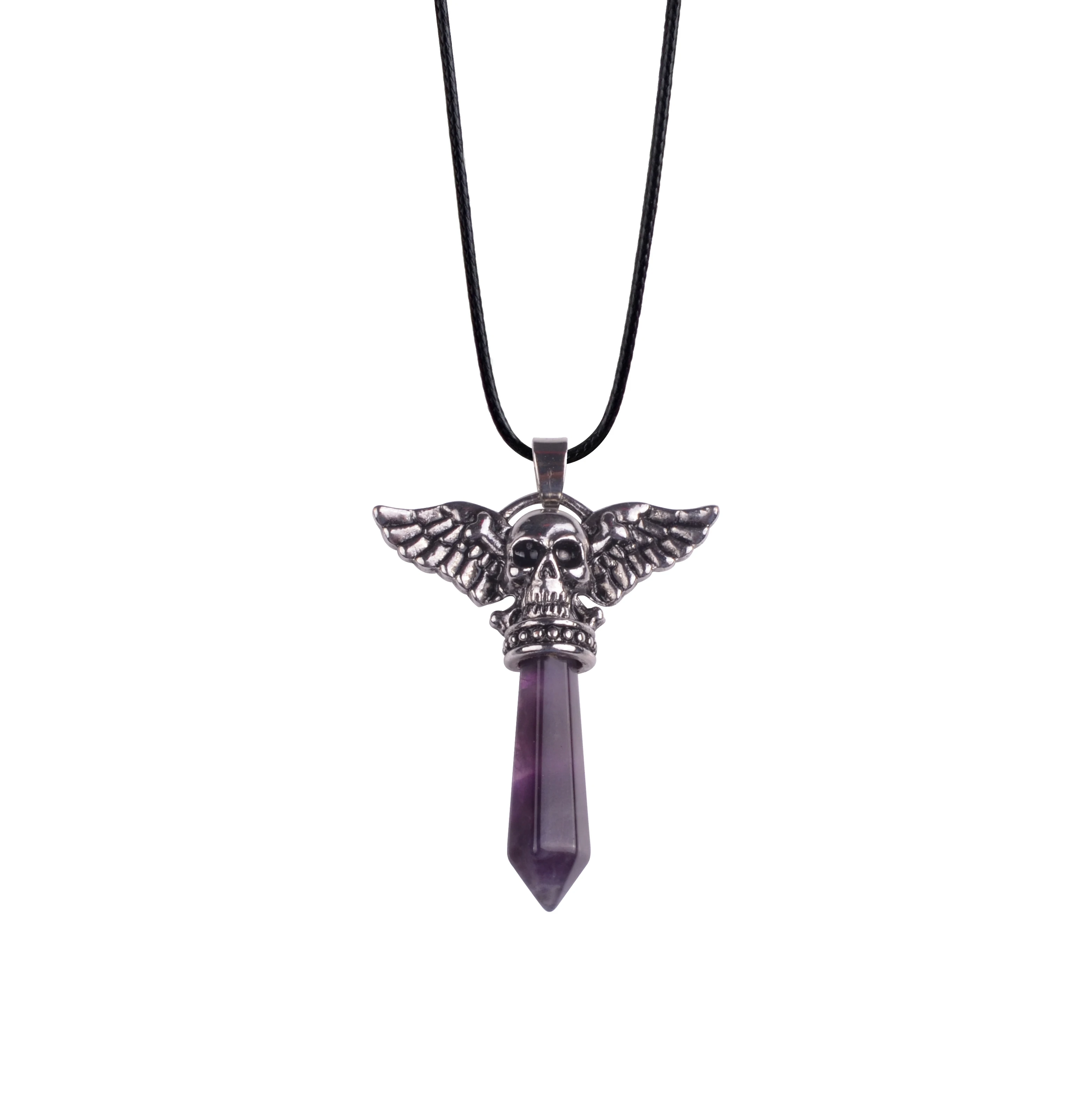 

New Product Hip Hop Hipster Gorgeous Retro Gothic Style Natural Stone Skull Hexagonal Column Fashion Pendant for Women
