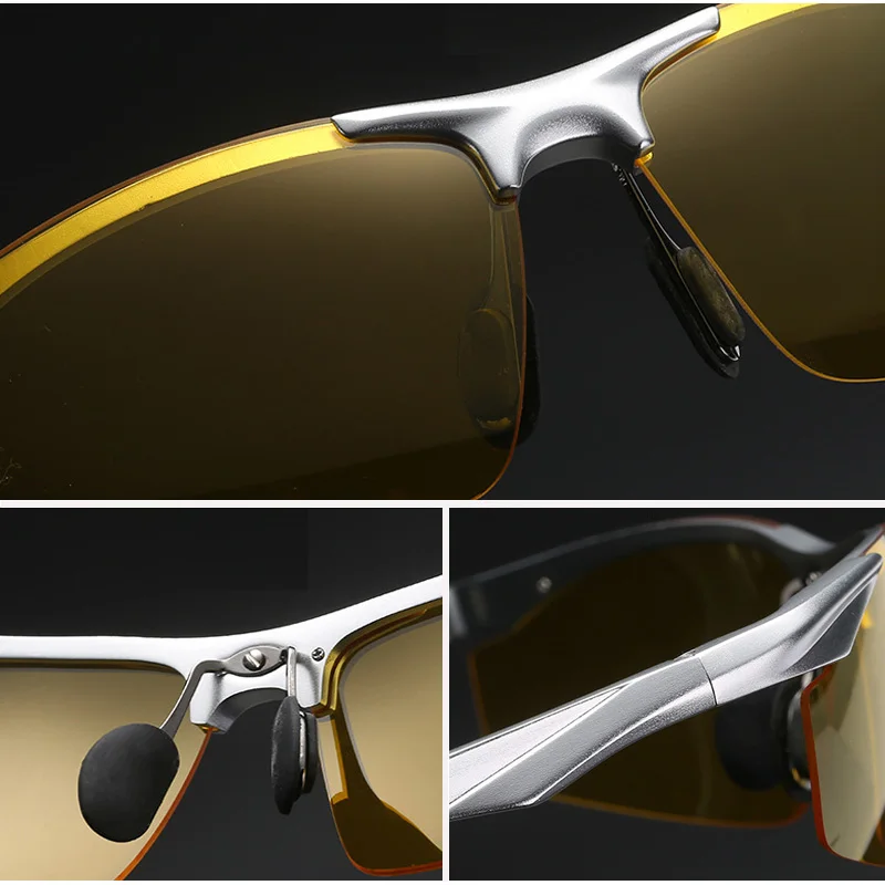 MOONCCI HD очки ночного видения облегченный алюминий желтые солнцезащитные очки мужские Поляризованные различимые ночью очки для вождения Oculos Gafas