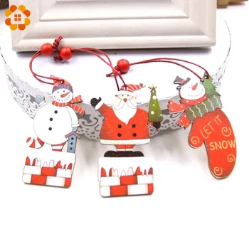 

9PCS DIY Printed Wood Crafts Christmas Tree Ornaments Christmas Wooden Pendants Ornaments Kids Gifts Christmas Party Decorations