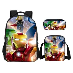 3 шт./компл. Мстители Железный человек Халк ниндзя школьные сумки для детей Детский Школьный рюкзак для девочек мальчиков детские рюкзаки
