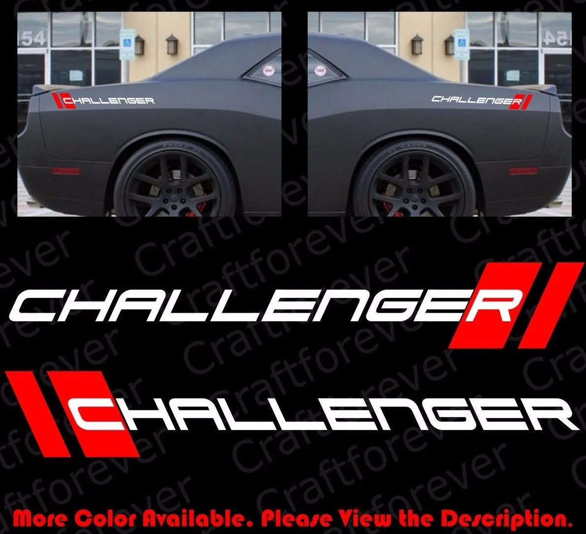 

For 1Pair/2Pcs x Challenger 2-Layer Vinyl Decal Car Sticker for Dodge SRT HellCat RC092