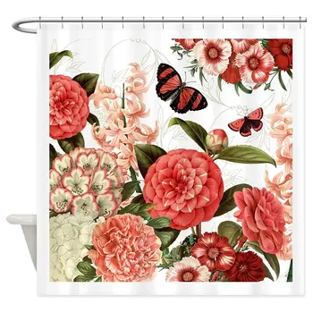 

HANHAOKI Modern Vintage Botanical Flowers Patter Shower Curtain for Bathroom 66"x72"