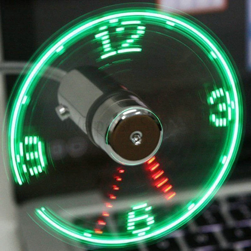 Creative Adjustable Mini USB Fans With LED Time LED Clock Fan LED Light