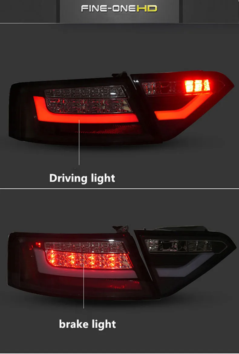 Задние лампы для Audi A5 светодиодный задний фонарь 2007-2012 черный прозрачный и красный цвет светодиодный задний фонарь для A5 Coupe