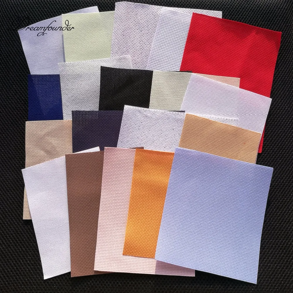 3pcs/lot random count color size Aida cloth 18ct 28ct 40ct cross stitch fabric canvas small grid