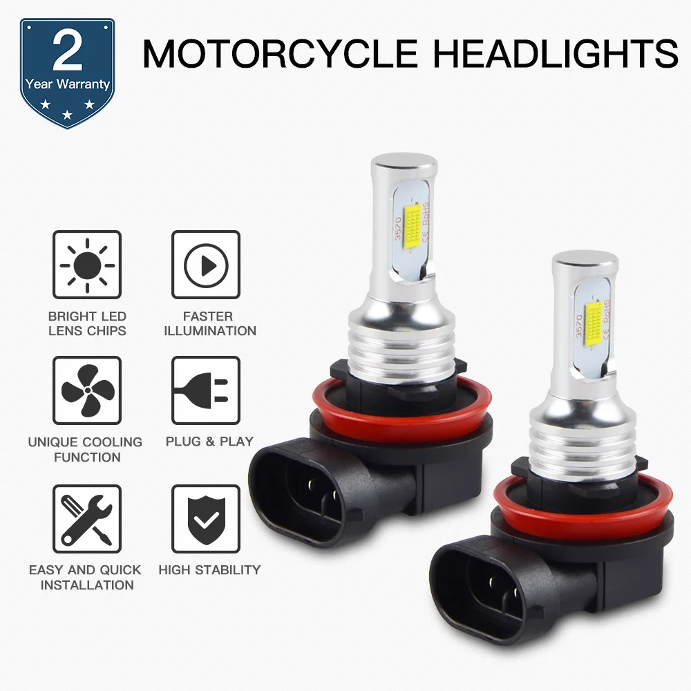 

NICECNC 100W/Pair 6500K 3000LM/Pair H11 Light Headlight Bulbs For CAN-AM Can Am ATV Outlander 500EFI STD DPS XT 2013