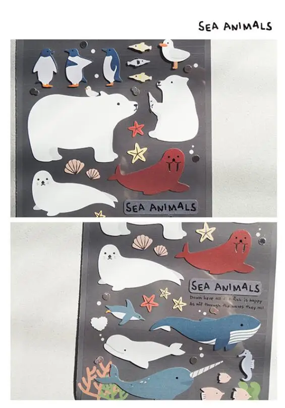 Счастливый море Животные тема прекрасный Бумага Стикеры 10*19 см 1 лист Kawaii