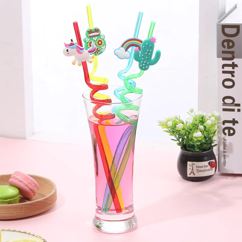 

4 PCS Creative Drinking Straw Cute Cartoon Pattern Reusable Straw Drinking Liquor Accessories Food Grade Material Drink Straw