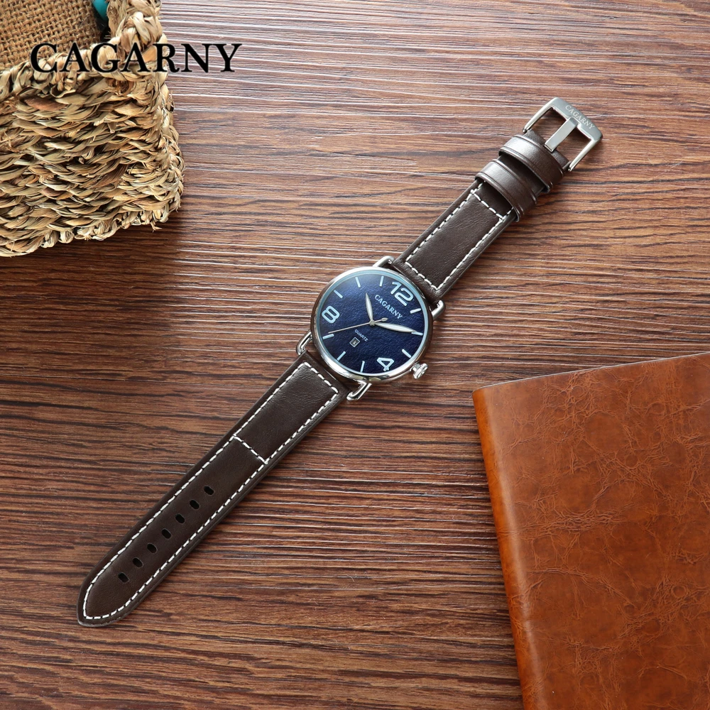 classic design high quality quartz watch men japaness movement genuine leather strap mens watches drop shipping (1)