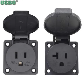 

Universal Black 125V 15A 20A IP44 CE America Multifunction Outdoor US Industry Waterproof AC Outlet Power Wire Receptacle Socket