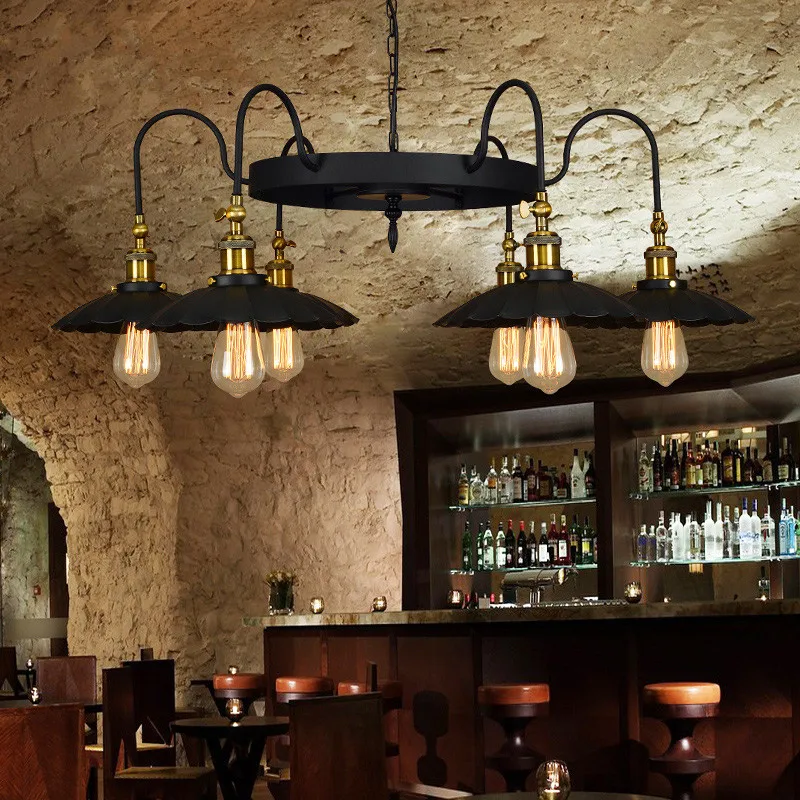 

Nordic Creative personality retro industrial droplight Bar restaurant living room bedroom Wrought iron black umbrella droplight