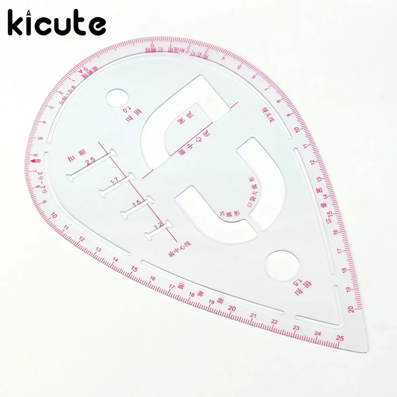 

Kicute Plastic Sleeve Button Cutting Ruler Clothing Sample Pockets Collar Drawing Sewing Tailor Ruler Curve Put Yardstick