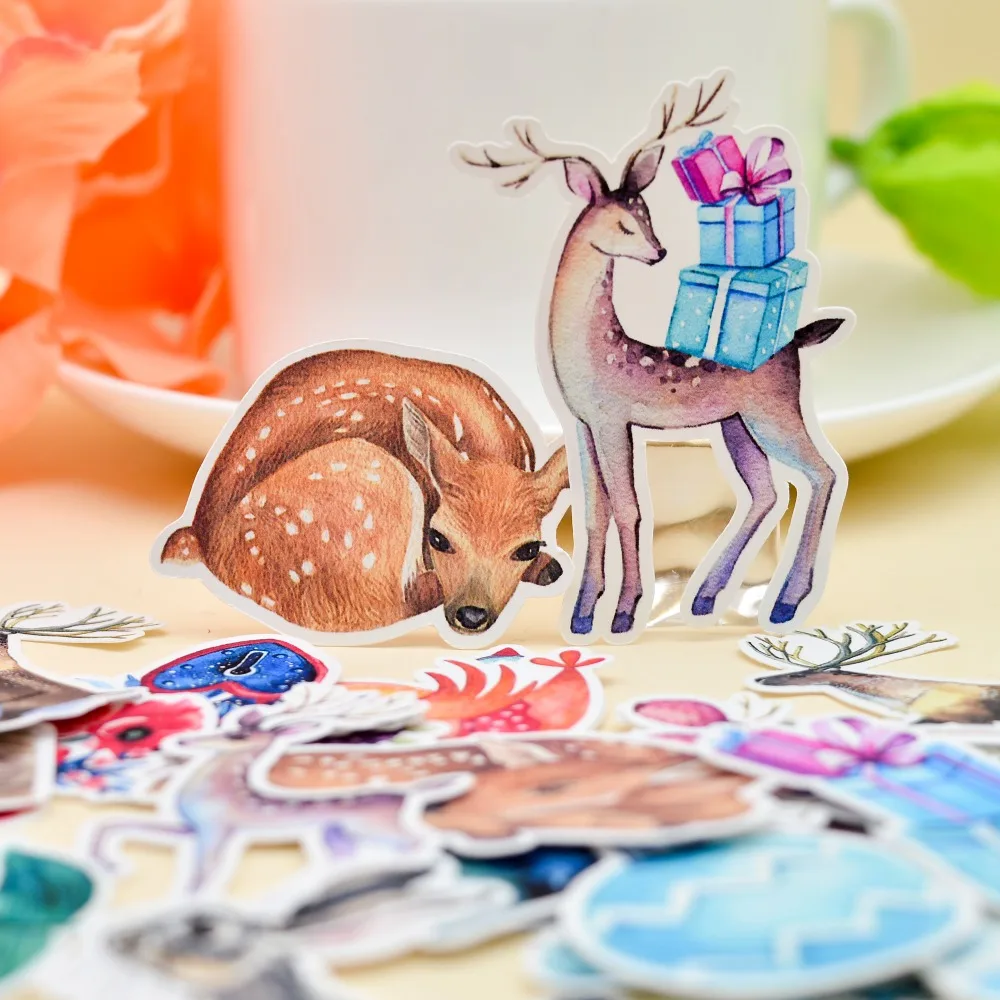 

38pcs Hand Drawing Christmas Deer sticker Planner Scrapbooking DIY Dry Glue Sticker/ Notebook Gift Sticker