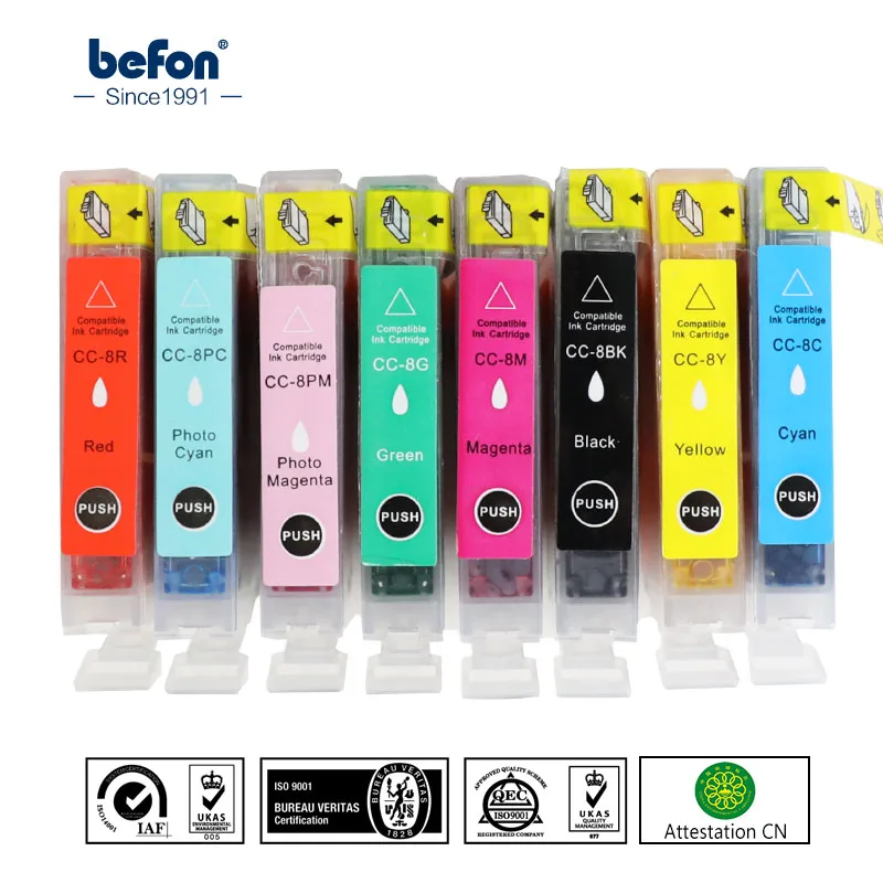 Befon Совместимость Замена картриджа для Canon CLI 8 cli 8BK CLI8 BK CLI8C CLI8PC чернил cartridg PIXMA PRO 9000