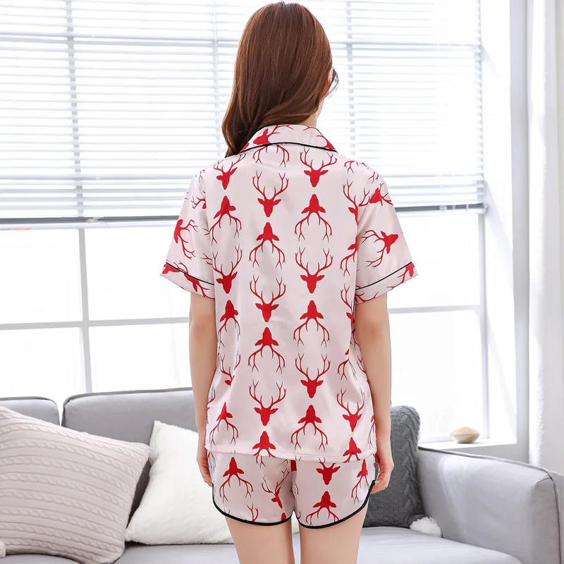 Лето г. пикантные новые Для женщин китайские шелковые пижамы наборы футболка и шорты женские Непревзойденная пижама ночная рубашка костюм