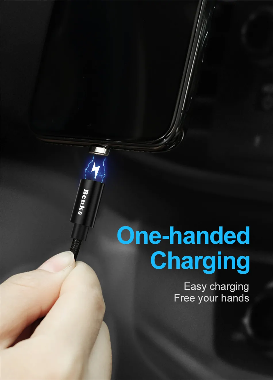 Benks Powerful Magnetic Type-C Charger Cables For Samsung S8 Huawei P10 Plus Xiaomi 6 Nylon USB C Phone Fast Charging Cable 1 (3)