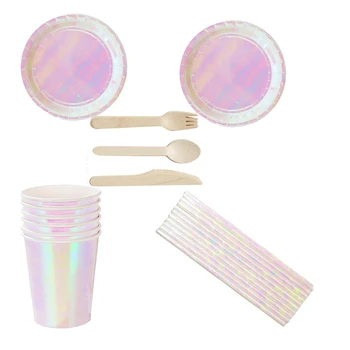 

Serves 8 neon pink paper wedding birthday disposable party tableware dinnerware party supplies set paper plates cups straws