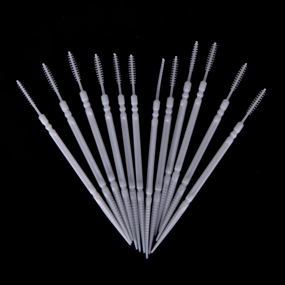 

New 150Pcs/lot Practical Clean Tooth Floss Double Head Hygiene Dental Plastic Interdental Brush Toothpicks White