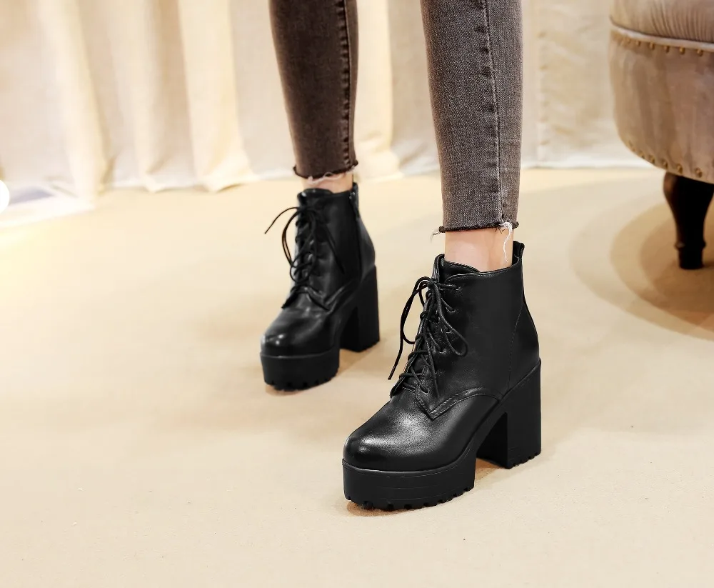 CDPUNDARI platform Ankle boots for women High heel boots Ladies Winter boots shoes woman botas mujer botte femme zapatos mujer