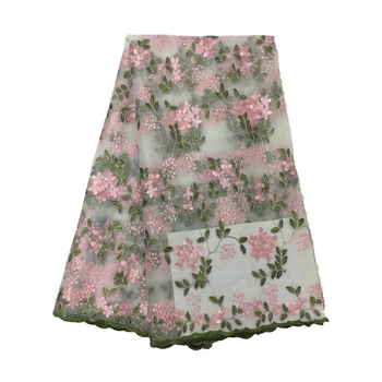 

Promotion Sale! High quality Nigerian tulle lace fabric with sequins for party dress,Russia Africa lace fabric 5yards/lot