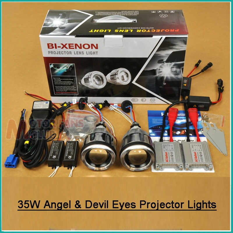 

3 " H1 H4 H7 HB2 9003 Universal Car Motorcycle Bi-Xenon HID Projector Lens Kit With CCFL Angel Eye Devil Eye AC 35W 12V Off-road
