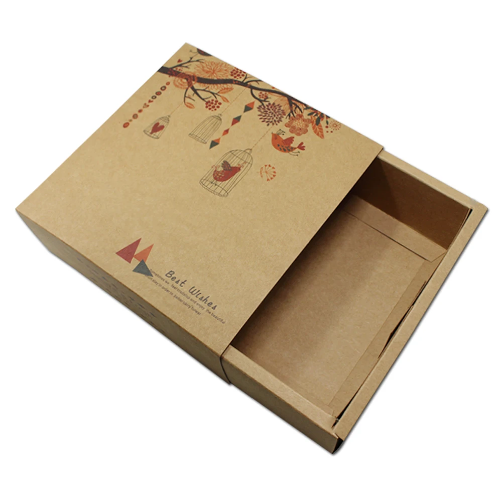 15pcs/lot Brown Kraft Paper Paperboard Drawer Box Packaging Carton
